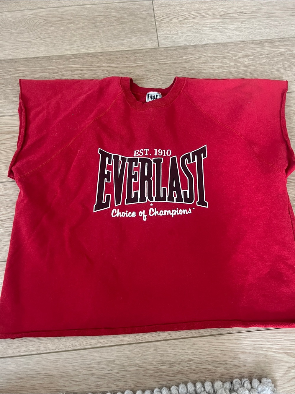 Everlast Red Graphic Cropped Sleeveless Sweatshirt with White Logo